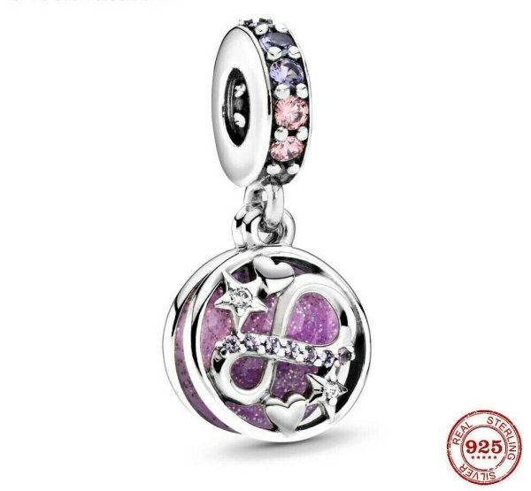 GLITTERING INFINITY HEARTS & STAR DANGLE CHARM 1