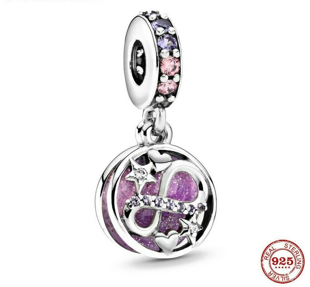GLITTERING INFINITY HEARTS & STAR DANGLE CHARM 1