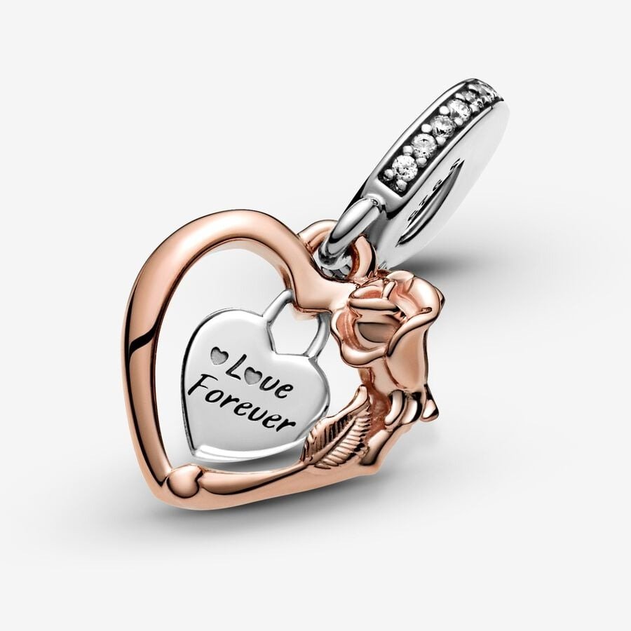 Heart & Rose Flower Dangle