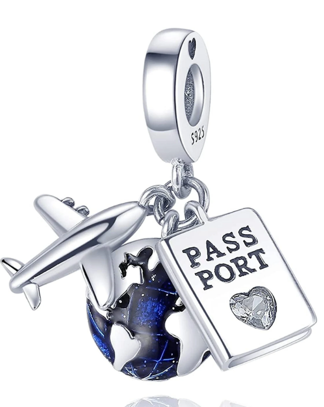 Passport airplane travel dangle charm