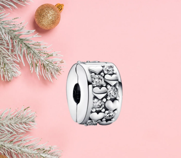 Heart sparkling silver charm