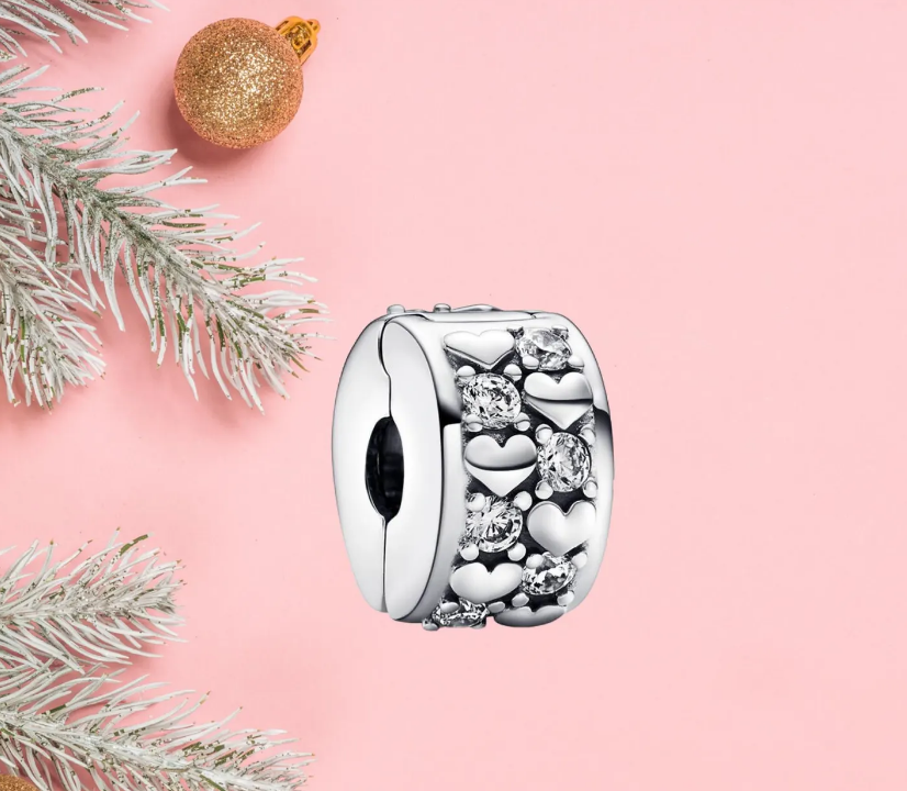 Heart sparkling silver charm