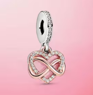 Sparkling infinity heart pink charm