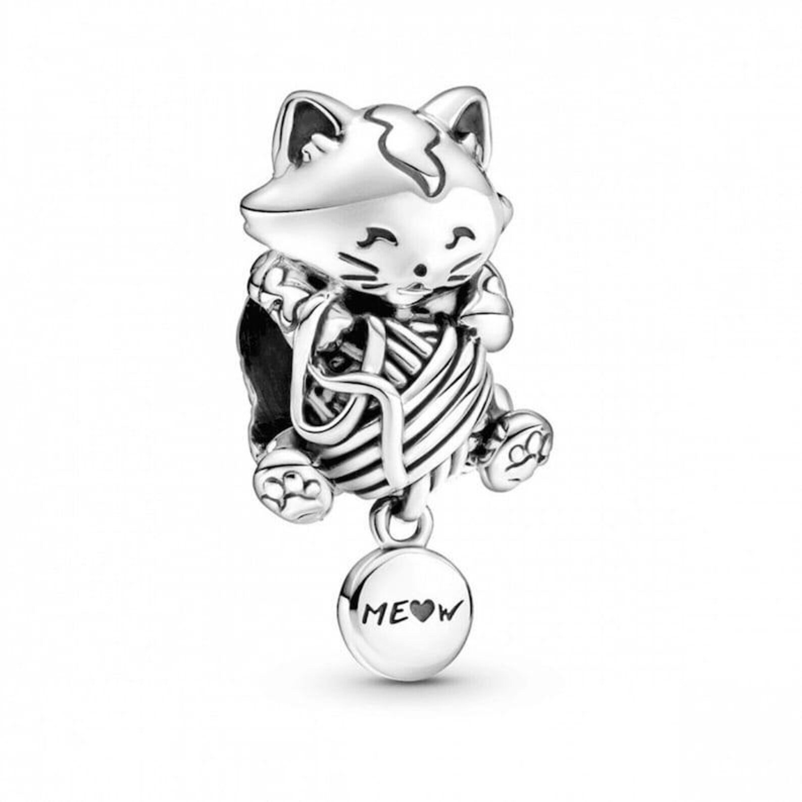 kitten and yarn bell bead